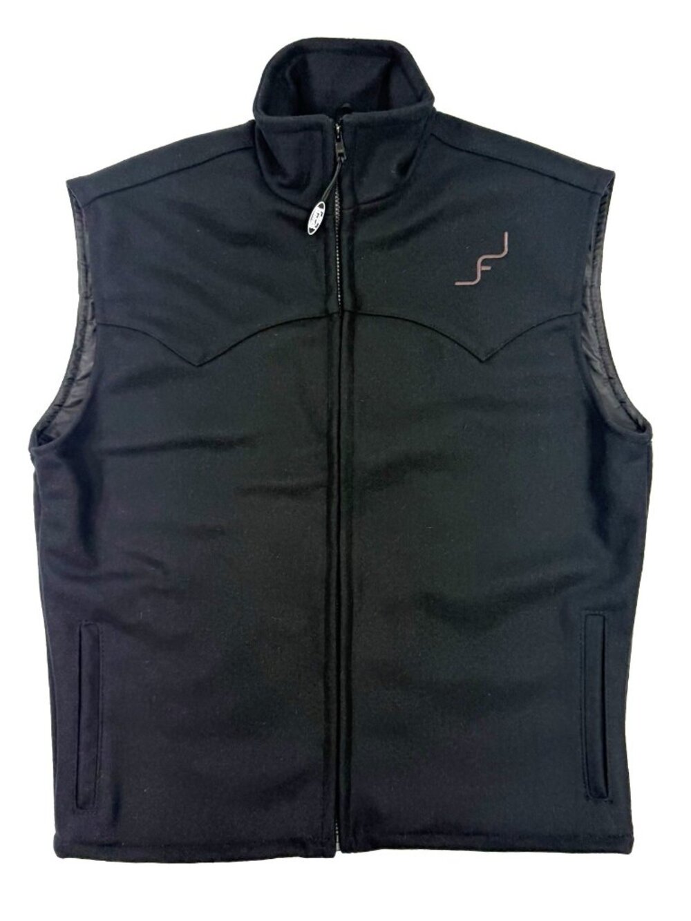 Schaefer Outfitter Mens Arena Vest Wool Blend Sz Medium Zip Rodeo Ranch Black